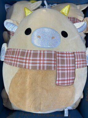 Squishmallow 16 inch Buck Cream Dragon Plaid Scarf Christmas 2025